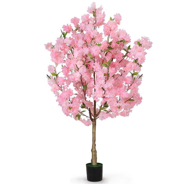 4 ft. Artificial Cherry Blossom Tree in Black Pot-Faux Pink Sakura