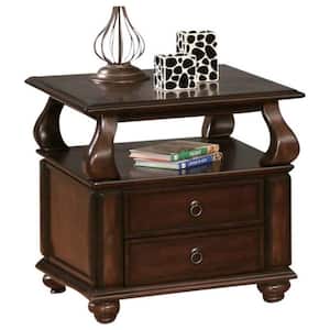 Amelia 26 in. W Brown 26 in. H Square Wood End Table with Drawers