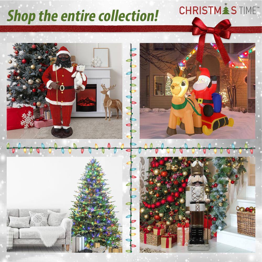 6.5-ft Slim White Pine Flocked Christmas Tree with Multi-Color LED Lights