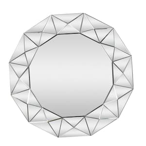 40 in. x 40 in. Starburst Round Frameless Silver Wall Mirror