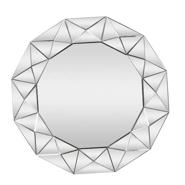 40 in. x 40 in. Starburst Round Frameless Silver Wall Mirror