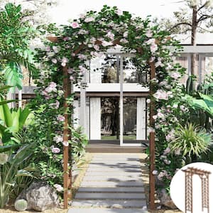 79 in. x 55 in. Wooden Garden Arbor Arch Trellis with Classic Countryside and Pergola Style for Ceremony Party Weddings