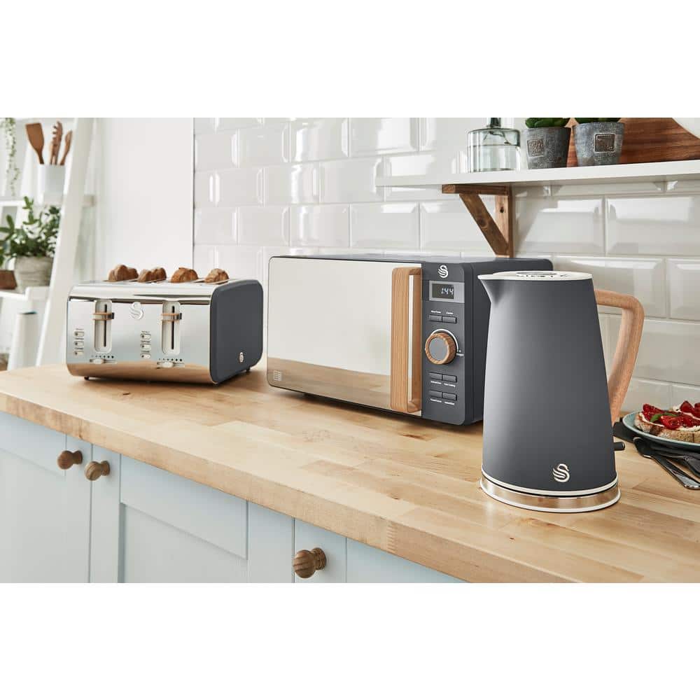 Swan Nordic Slate Grey 1.7L Cordless Kettle with Wood Effect Handle