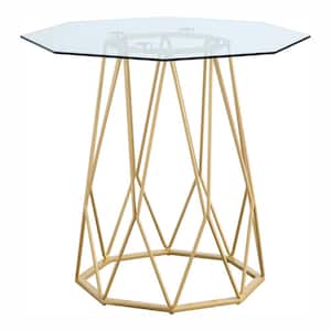 Mysen 24 in. Gold Powder Coating Octagon Glass Top End Table