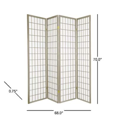 6 ft. Grey Window Pane 4-Panel Room Divider