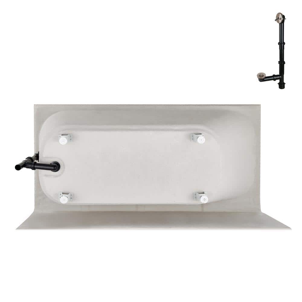 Glossy White Acrylic Right-Hand Drain Alcove Bathtub with Brushed Nickel Drain