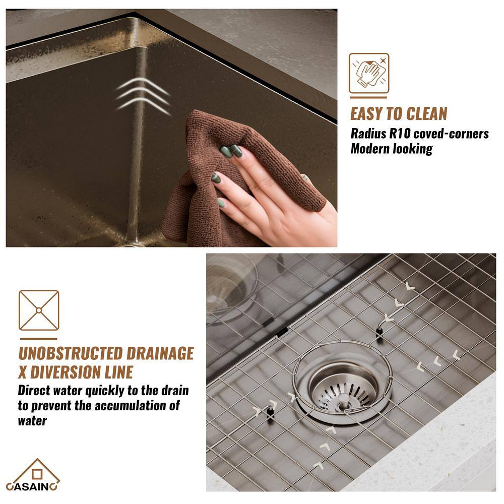 32'' Stainless Steel Undermount Kitchen Sink with Matte Black Faucet