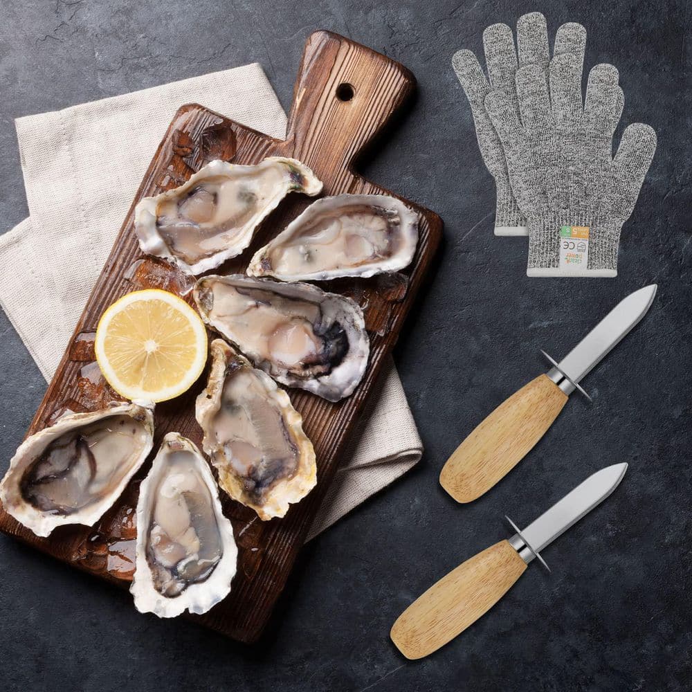 16-Piece Seafood Opener Tool Kit with 8 Stainless Steel Oyster Shucking Knives and 4-Pair Level 5 Cut Resistant Gloves price history on PriceWatchPro