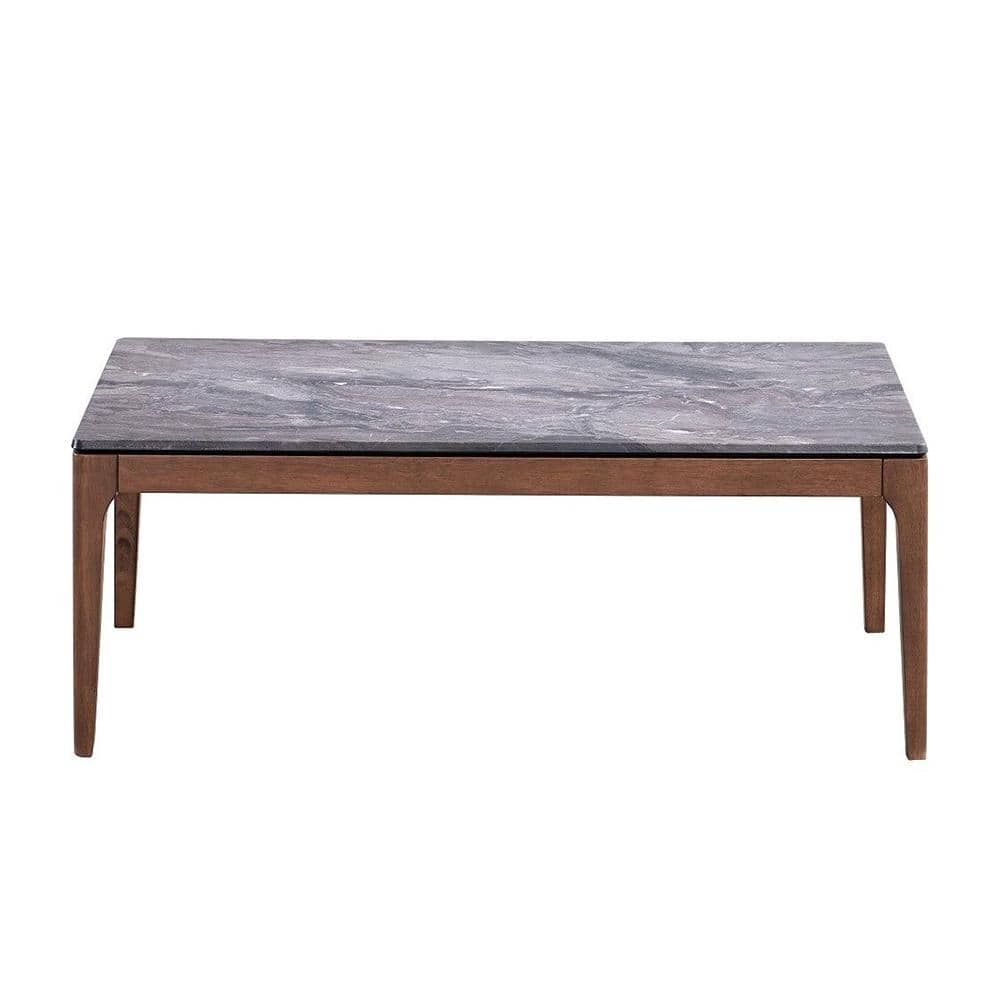 Bevis 47'' Dark Gray Engineered Stone and Walnut Coffee Table