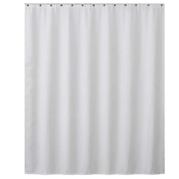 Extra Wide 79 in. L White Shower Curtain Set With 16 Rings