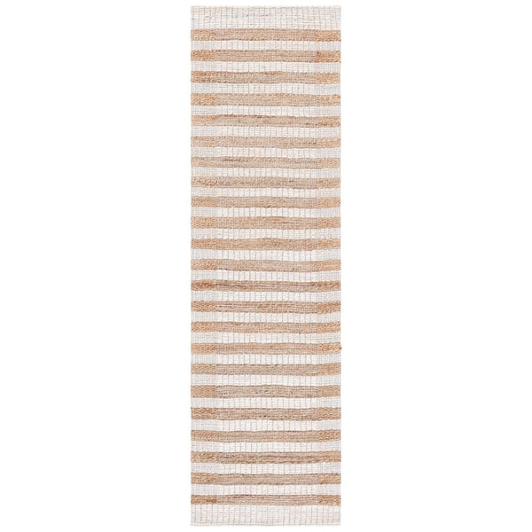 Natural Fiber 2 ft. x 8 ft. Natural/Ivory Striped Runner Rug