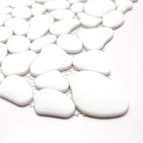 White Pebble 10 in. x 10 in. Recycled Glass Marble Looks Floor and Wall Mosaic Tile (7.85 sq. ft./Case)