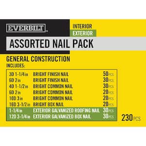 Assorted Nail Pack for General Construction (Approximately 230 Pieces)