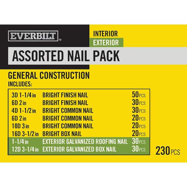 Everbilt Assorted Nail Pack for General Construction (Approximately 230 Pieces)