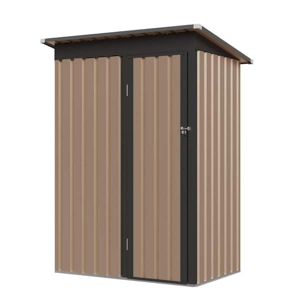 5 ft. x 3 ft. Brown Metal Outdoor Storage Shed with Pent Roof andHinge Door (15 sq. ft. )