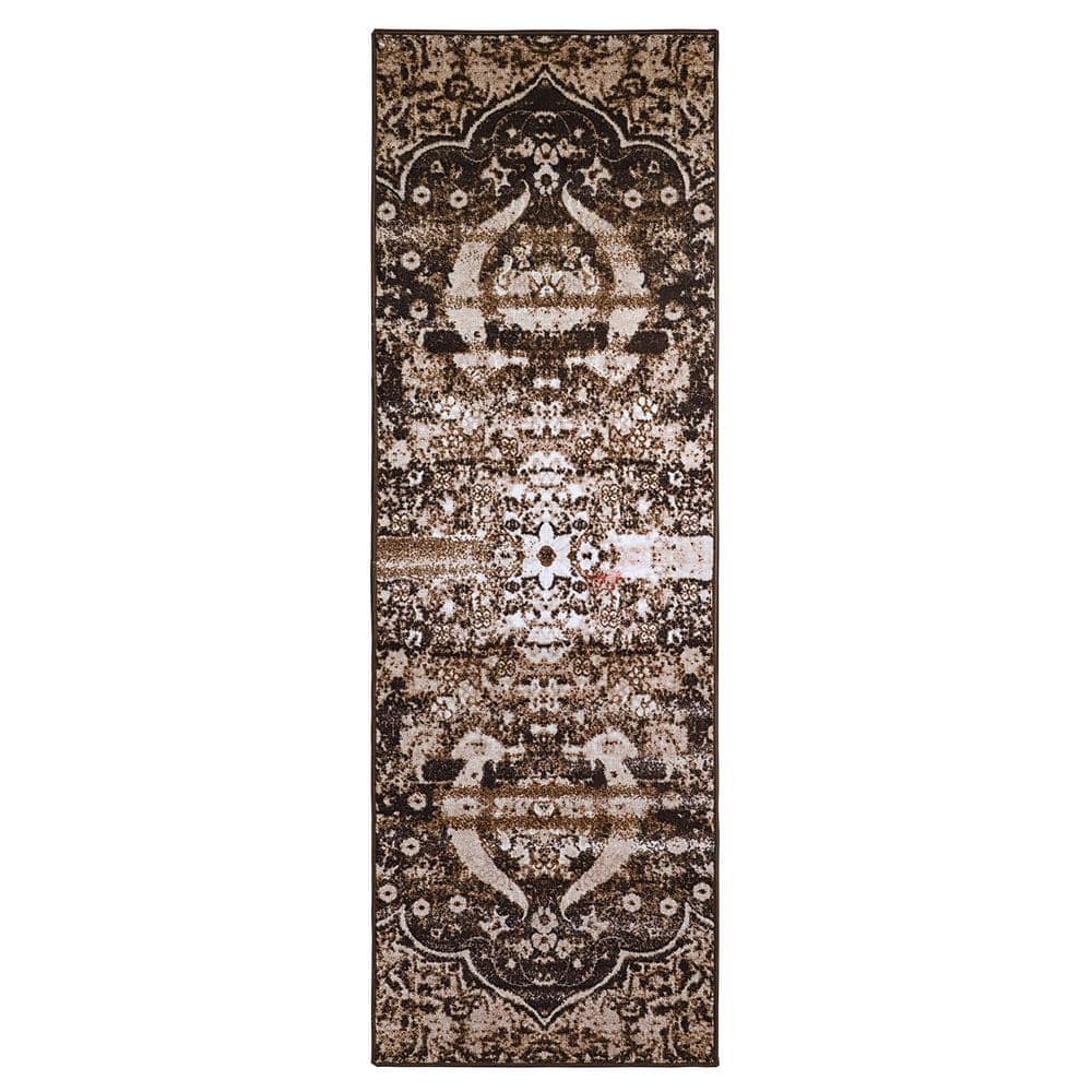 Oswell Chocolate 2 ft. 7 in. x 8 ft. Bohemian Medallion Nylon Area Rug