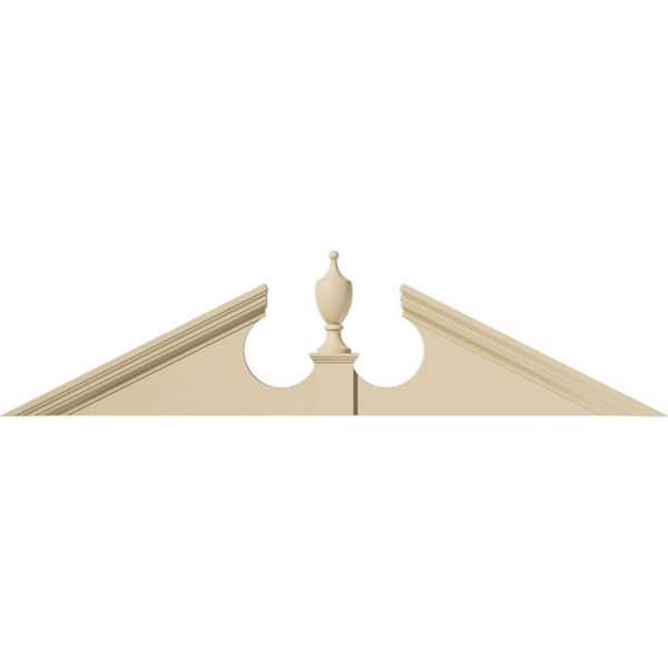 Ekena Millwork 64-in W x 16-in H x 2-3/4-in P (Pitch 6/12) Acorn Signature Urethane Pediment (Acorn Ships Unattached in Box), Primed Ta