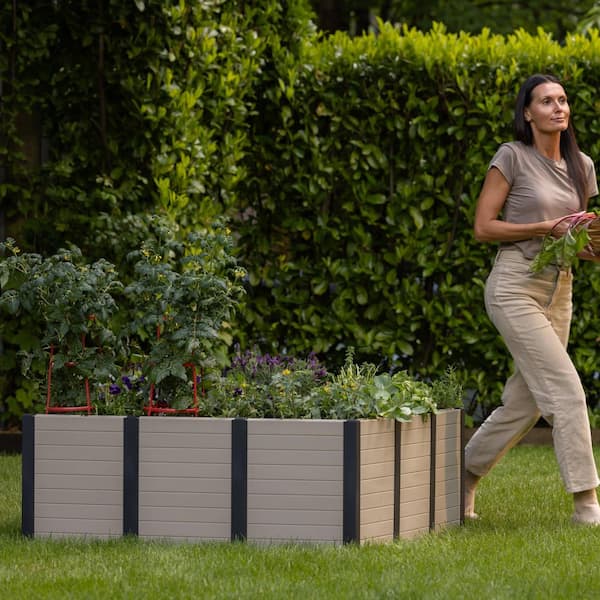 Tierra Verde 48 in. x 48 in. Raised Garden Box Khaki and Black