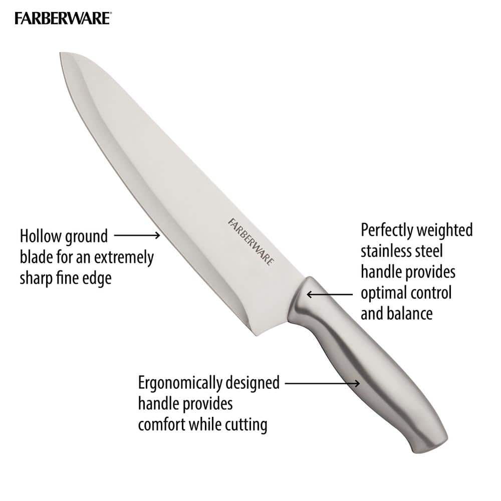 15-Piece High Carbon Stainless Steel Knife Block Set with Ergonomic Handles