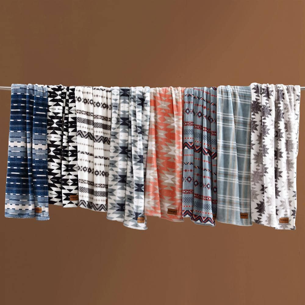 50" x 70" Geometric Gray Fleece Reversible Throw Blanket