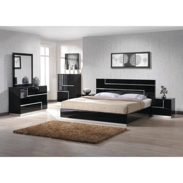 Best Master Furniture Barcelona Black, King Bed Set Black