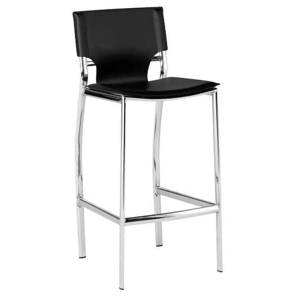 Benjara Jan Gray Metal Counter Height Chairs with Chrome Legs (Set of 2)