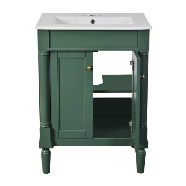 TCYO 24 in. Single Sink Freestanding Green Bath Vanity with