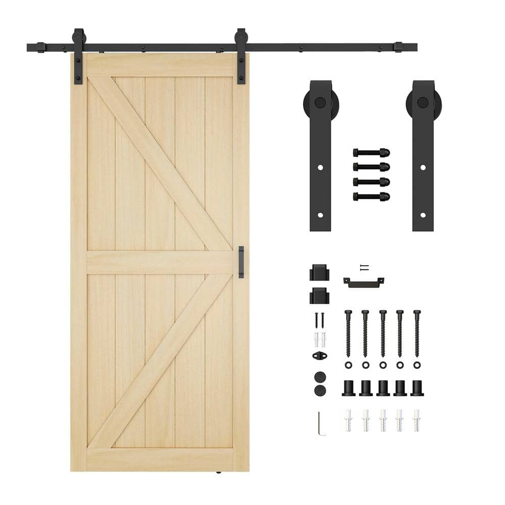 Tan 36" x 84" Sliding Barn Door with Hardware Kit
