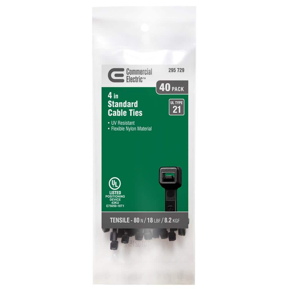 4in Miniature Standard UL 21 Rated Cable Zip Ties 40 Pack UV (Black)