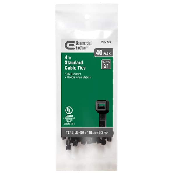 4in Miniature Standard UL 21 Rated Cable Zip Ties 40 Pack UV (Black)
