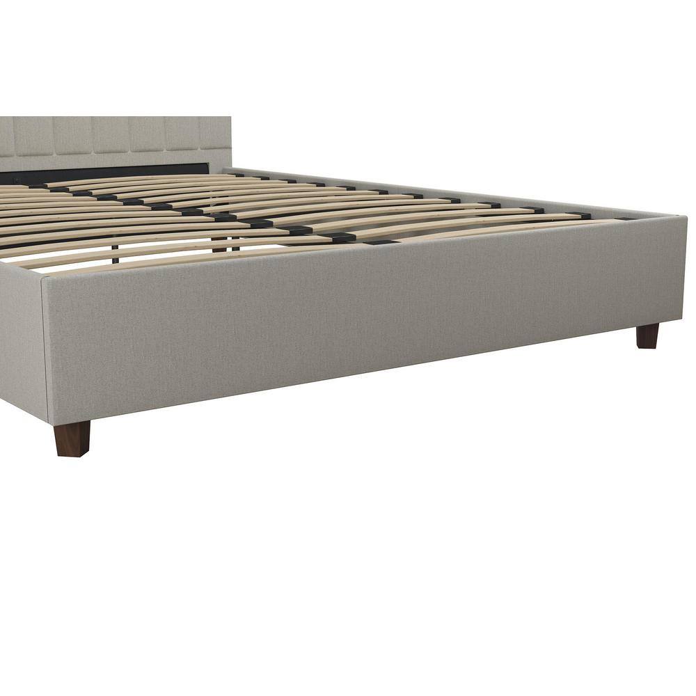 Elegant Queen Gray Linen Tufted Upholstered Bed with Wood Frame