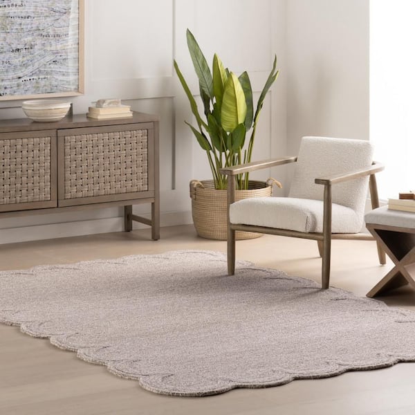 Elira Solid Bordered Area Mauve 9 ft. x 12 ft. Indoor Area Rug