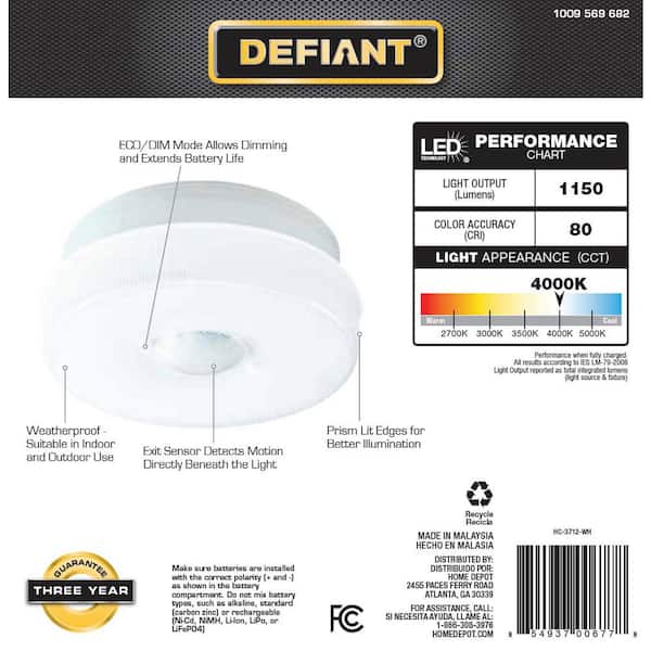 Defiant 360-Degree White Motion Activated Battery Powered Indoor