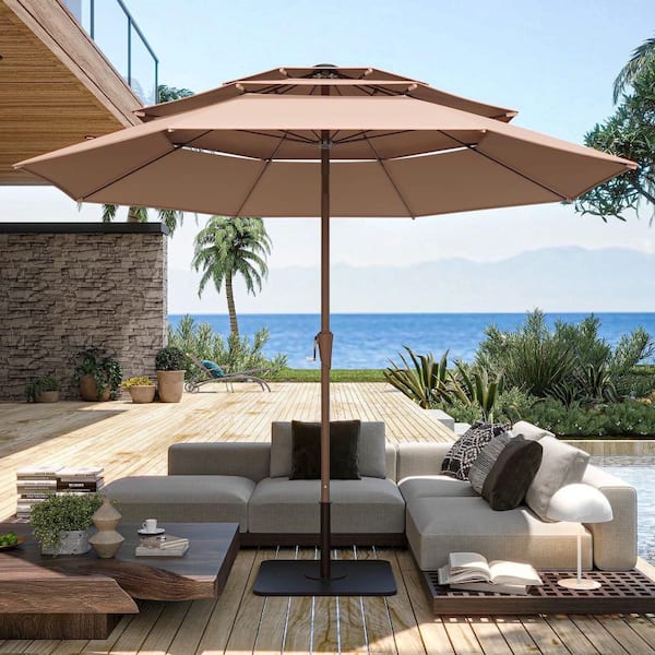 LAUSAINT HOME 10 ft. Aluminum Market Patio Umbrella in Beige