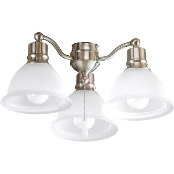 Progress Lighting Madison Collection 3-Light Brushed Nickel Ceiling Fan Light Kit