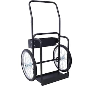 Large Dual Oxygen Tank Cart Dolly Double Cylinder Cart with 20" Pneumatic Wheels, Two Fastening Belts, Black