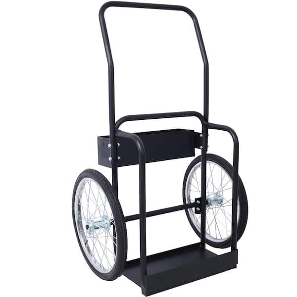 Tatayosi Large Dual Oxygen Tank Cart Dolly Double Cylinder Cart with 20" Pneumatic Wheels, Two Fastening Belts, Black
