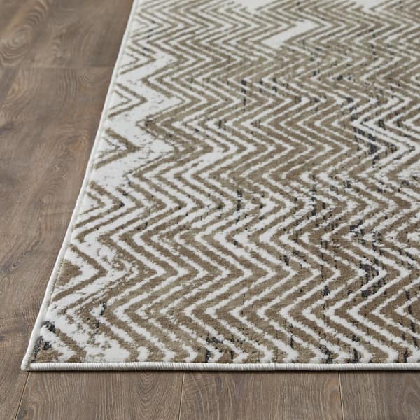 Aysal Armelar Cream 9 ft. 10 in. x 12 ft. 10 in. Geometric Polypropylene Indoor Area Rug
