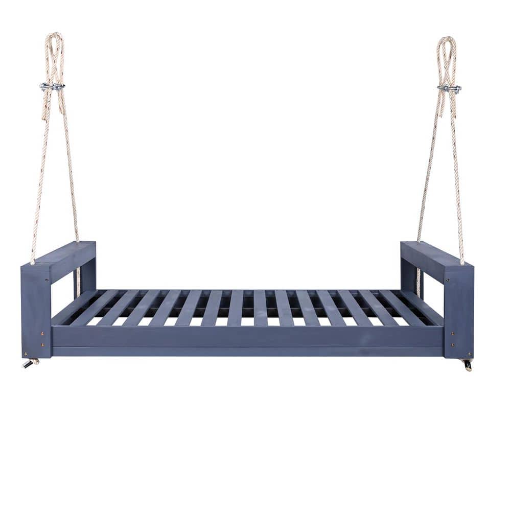 2-Person Gray Acacia Wood Porch Swing