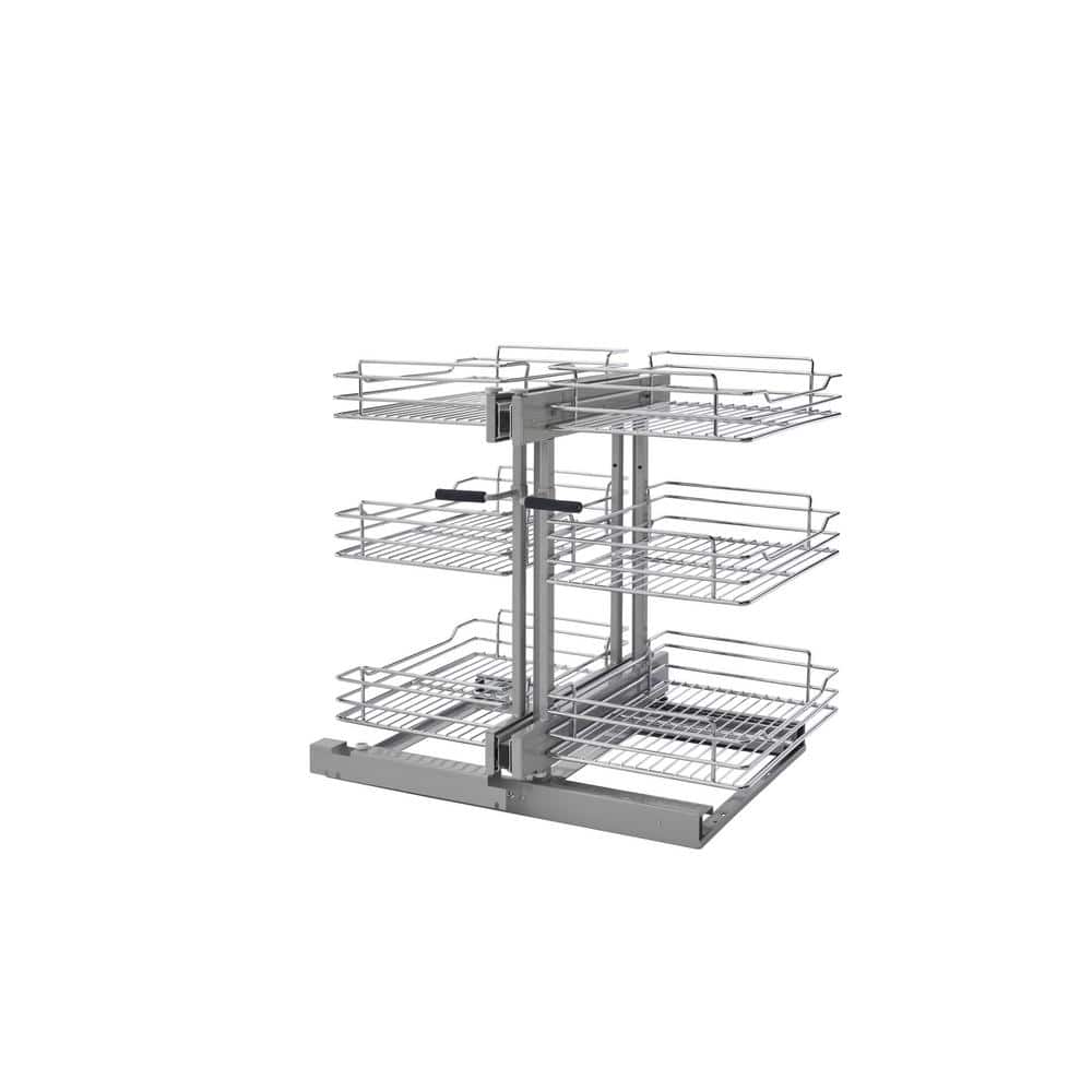 Rev-A-Shelf 15 in. Blind Corner Cabinet Pull-Out Chrome 2-Tier Wire Basket  Organizer with Soft-Close Slides 5PSP-15SC-CR - The Home Depot