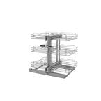 15 in. Corner Cabinet Pull-Out Chrome 3-Tier Wire Basket Organizer with Soft-Close Slides