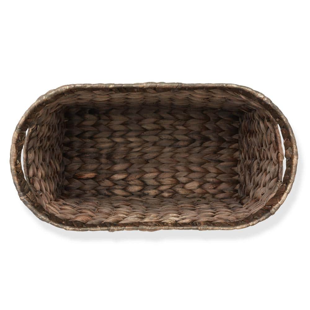 Espresso Oval Seagrass Magazine Holder Basket with Handles