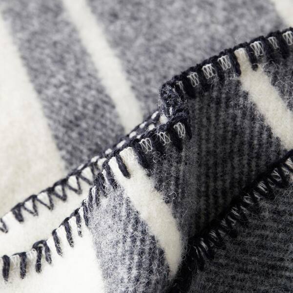 Pure Merino Wool Blanket All Sizes 100% NATURAL throw check grey soft