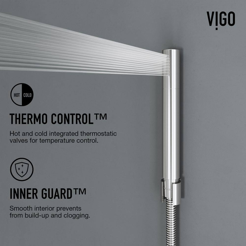 Sutton 58" Stainless Steel Shower Panel with Hand Shower and Jets