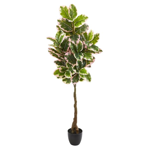 Nearly Natural 65 in. Rubber Leaf Artificial Tree (Real Touch)