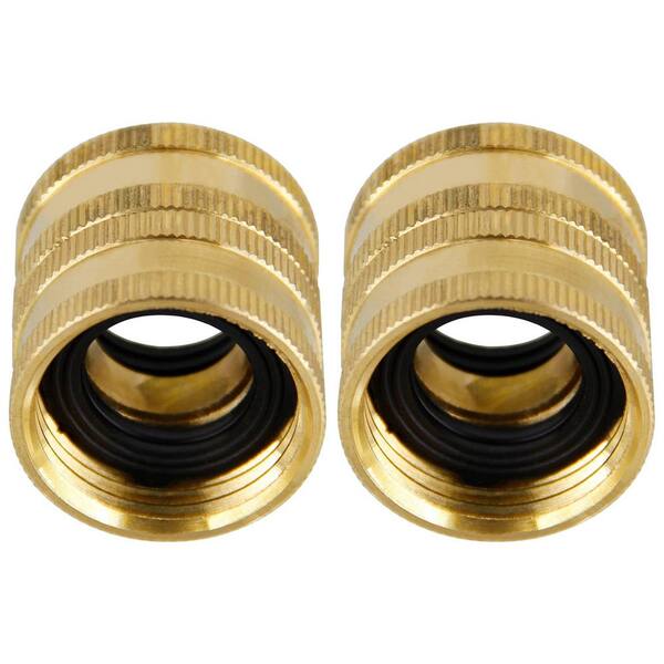 Female to Female Hose Adapter 2 Pack 3/4 Inch Brass Garden Hose Connector with Dual Swivel for Male Hose to Male Hose 