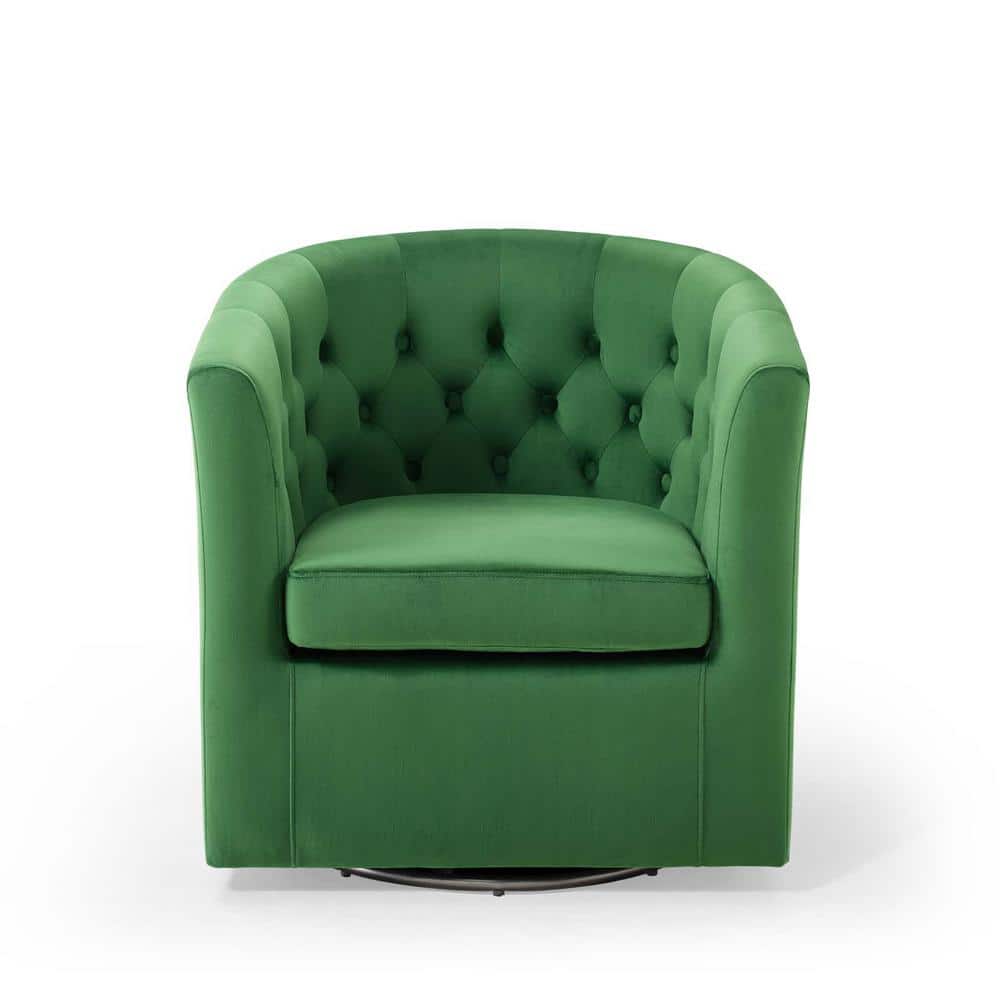 Emerald Velvet Tufted Swivel Barrel Accent Chair