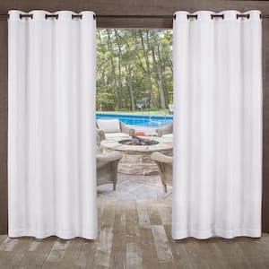 Miami Winter White Solid Sheer Grommet Top Indoor/Outdoor Curtain, 54 in. W x 96 in. L (Set of 2)