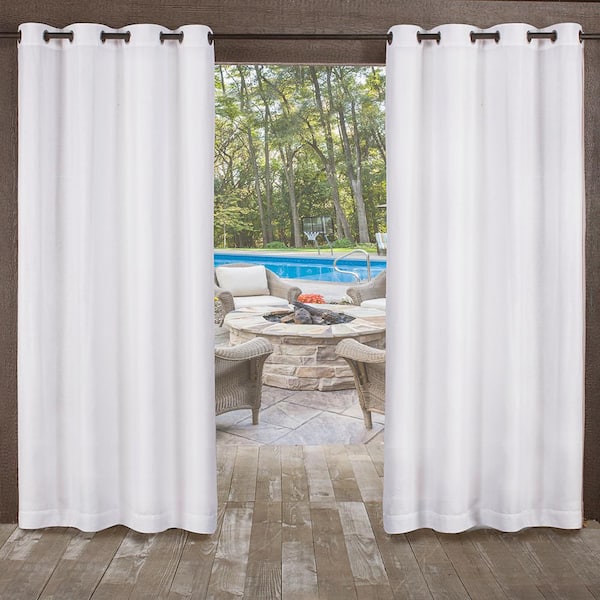 EXCLUSIVE HOME Miami Winter White Solid Sheer Grommet Top Indoor/Outdoor Curtain, 54 in. W x 84 in. L (Set of 2)