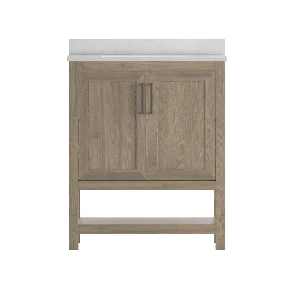 Taylor & Logan 30" Brown Wood Bathroom Vanity with Stoneware Surface